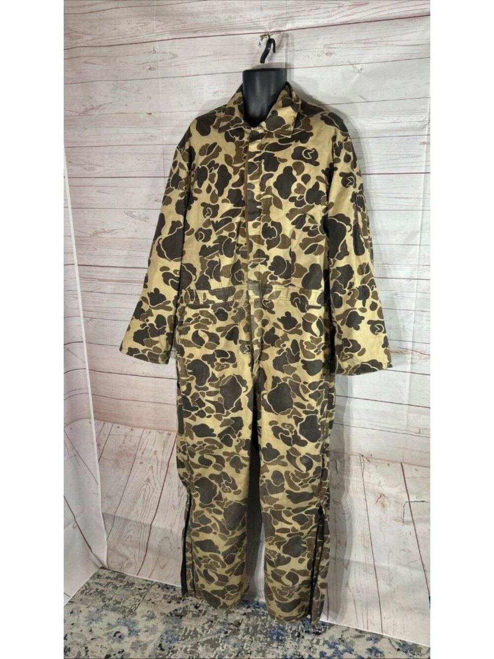 Vintage Camo WALLS BLIZZARD-PRUF Insulated Coveralls Mens XL 46-48 Broken Zipper